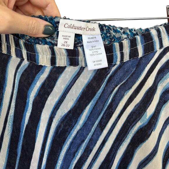 Coldwater Creek Women's Reversible Skirt Size 2X (20-22) Blue Stripe/ Floral - Picture 2 of 3